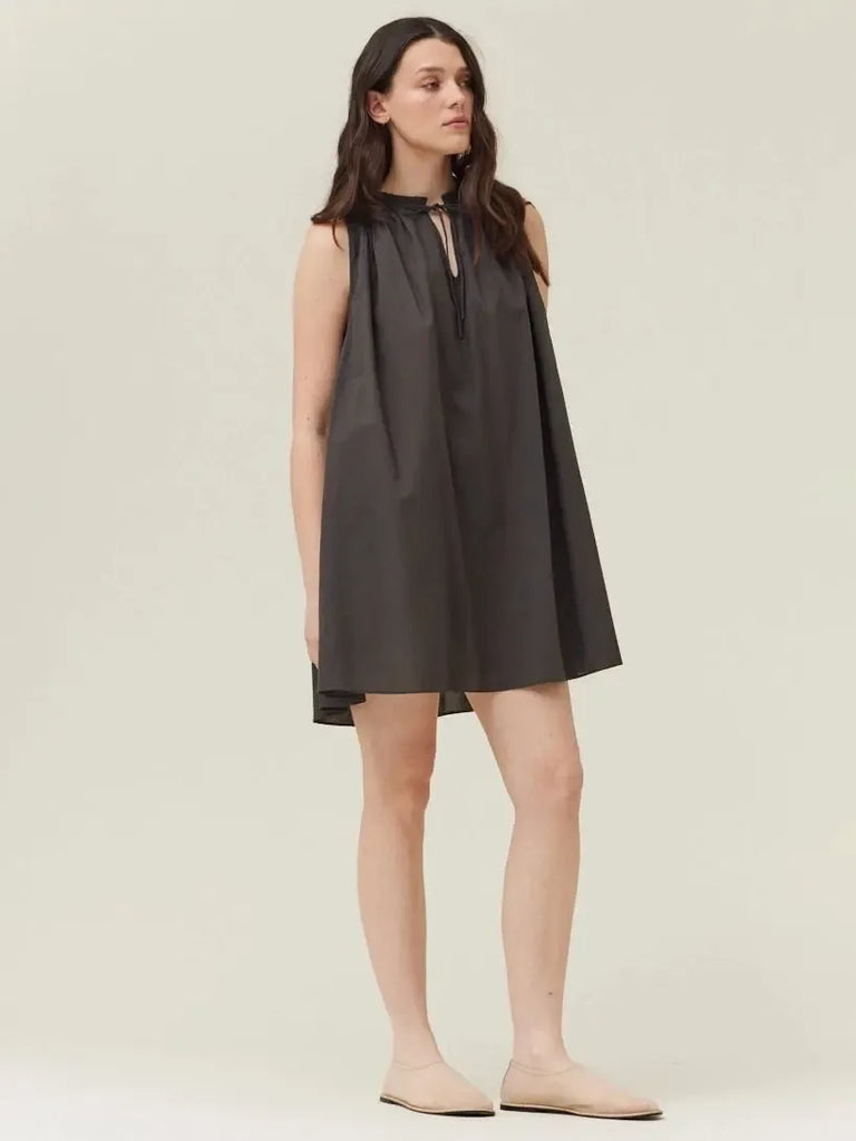Grade & Gather - Detailed Mini Dress - Kombu-Grade & Gather-treehaus