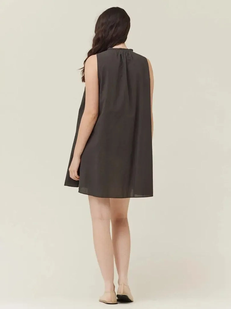 Grade & Gather - Detailed Mini Dress - Kombu-Grade & Gather-treehaus