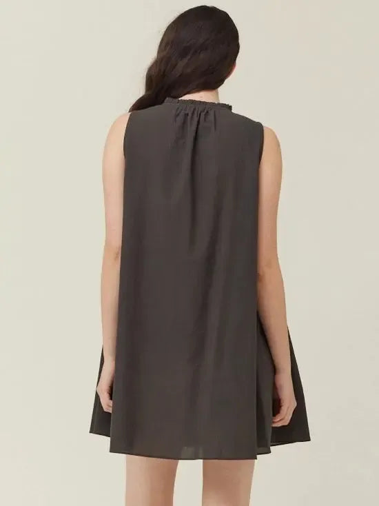 Grade & Gather - Detailed Mini Dress - Kombu-Grade & Gather-treehaus