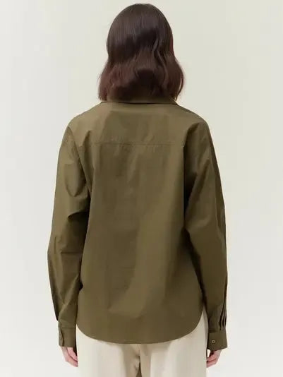 Grade & Gather - Long Sleeve Button Down Shirt - Olive-Grade & Gather-treehaus