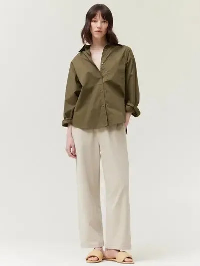 Grade & Gather - Long Sleeve Button Down Shirt - Olive-Grade & Gather-treehaus