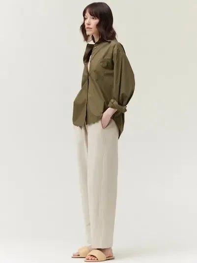 Grade & Gather - Long Sleeve Button Down Shirt - Olive-Grade & Gather-treehaus