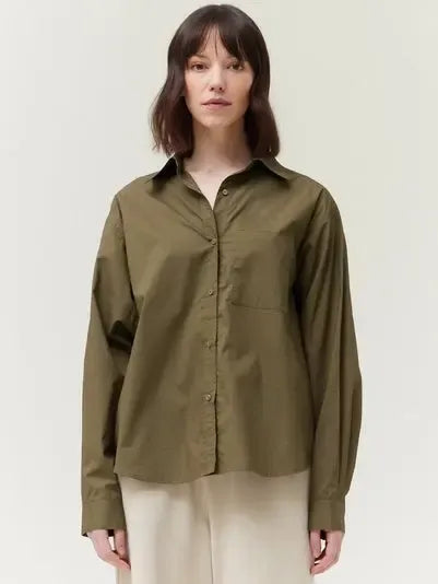 Grade & Gather - Long Sleeve Button Down Shirt - Olive-Grade & Gather-treehaus