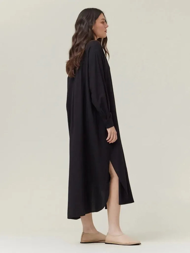 Grade & Gather - Maxi Shirt Dress - Black-Grade & Gather-treehaus