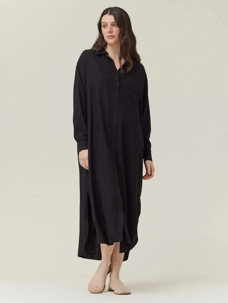 Grade & Gather - Maxi Shirt Dress - Black-Grade & Gather-treehaus