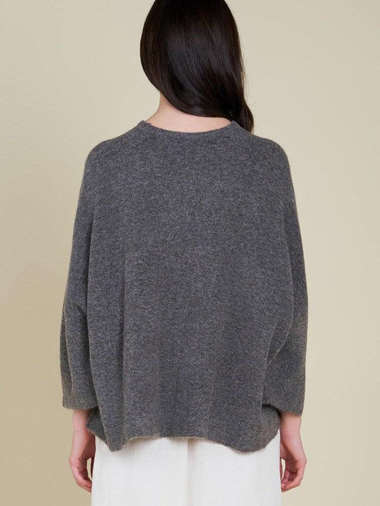 Grade & Gather - Oversized Sweater Top - Heathered Grey-Grade & Gather-treehaus