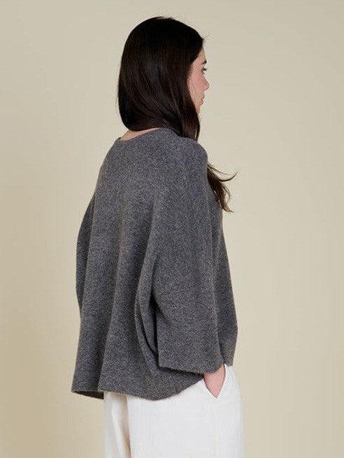 Grade & Gather - Oversized Sweater Top - Heathered Grey-Grade & Gather-treehaus