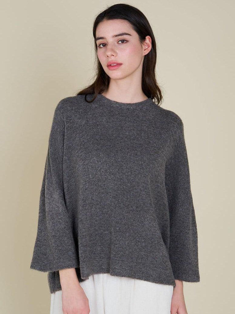 Grade & Gather - Oversized Sweater Top - Heathered Grey-Grade & Gather-treehaus