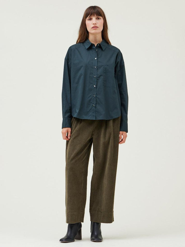 Grade & Gather - Poplin Button Down Shirt - Deep Sea-Grade & Gather-treehaus