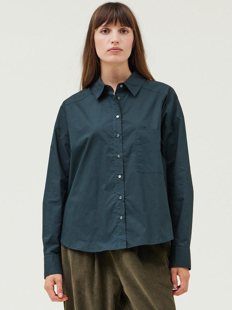 Grade & Gather - Poplin Button Down Shirt - Deep Sea-Grade & Gather-treehaus