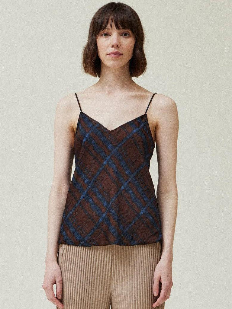 Grade & Gather - Printed Bias Cut Satin Cami - Cocoa-Grade & Gather-treehaus