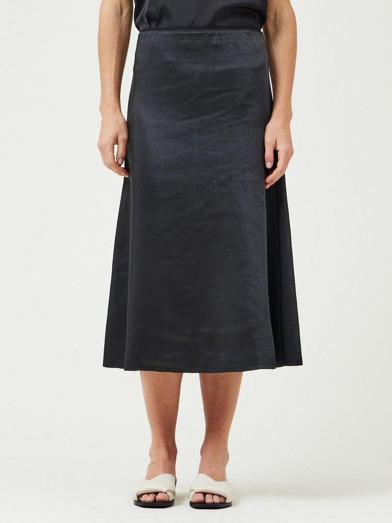 Grade & Gather - Satin Bias Cut Skirt - Black-Grade & Gather-treehaus