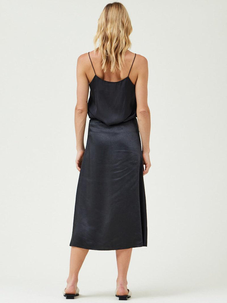 Grade & Gather - Satin Bias Cut Skirt - Black-Grade & Gather-treehaus