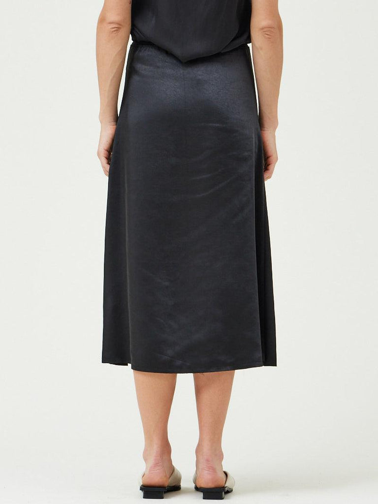 Grade & Gather - Satin Bias Cut Skirt - Black-Grade & Gather-treehaus