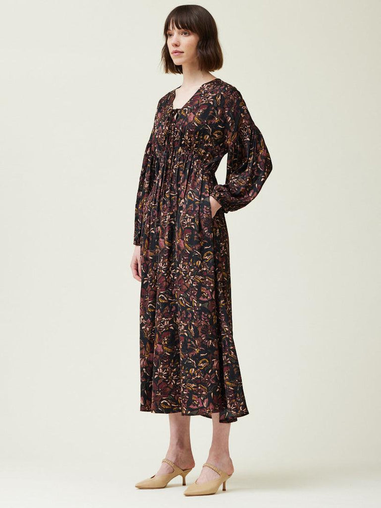 Grade & Gather - Satin Midi Dress - Winter Floral-Grade & Gather-treehaus