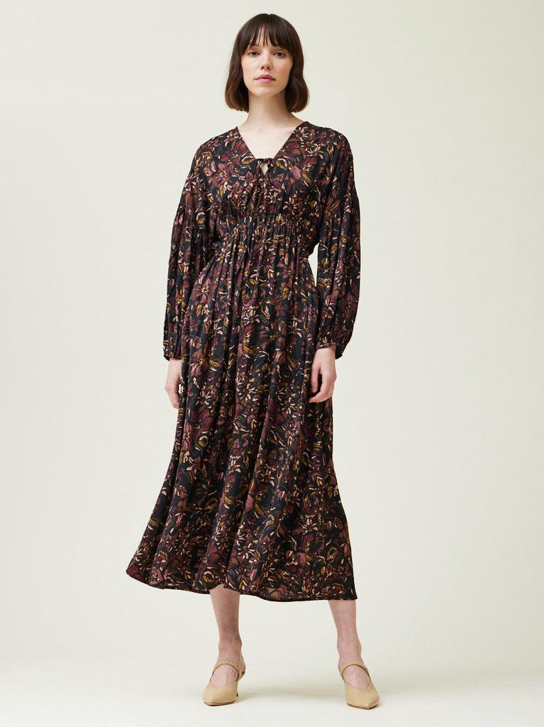 Grade & Gather - Satin Midi Dress - Winter Floral-Grade & Gather-treehaus