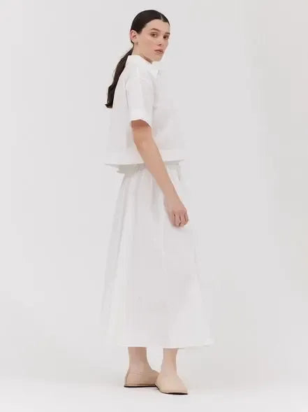 Grade & Gather - Short Sleeve Crop Shirt - White-Grade & Gather-treehaus