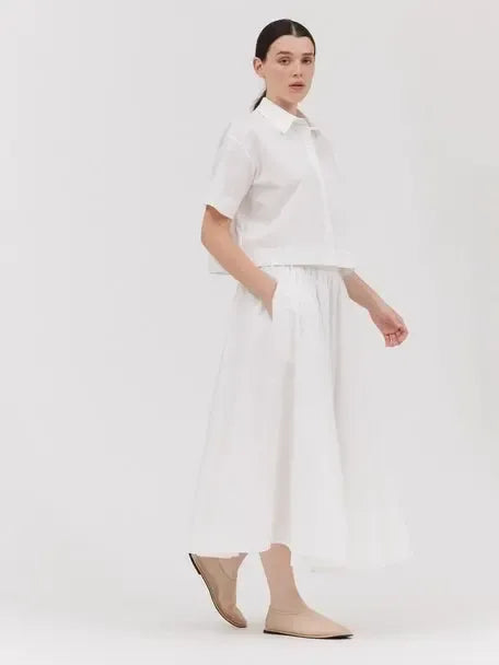 Grade & Gather - Short Sleeve Crop Shirt - White-Grade & Gather-treehaus