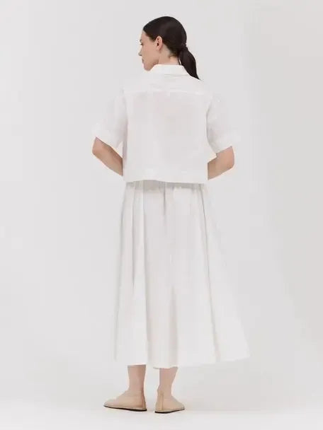 Grade & Gather - Short Sleeve Crop Shirt - White-Grade & Gather-treehaus