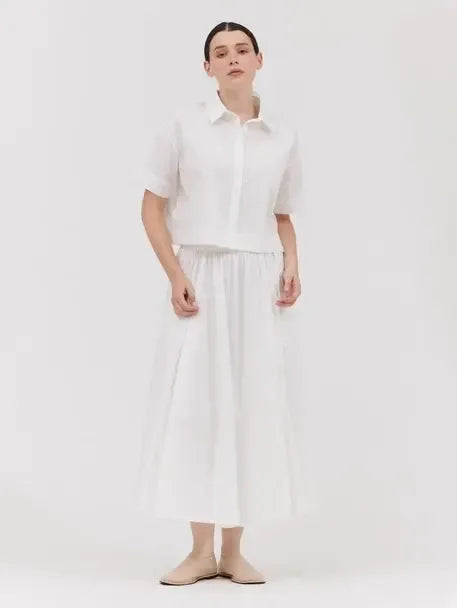 Grade & Gather - Short Sleeve Crop Shirt - White-Grade & Gather-treehaus