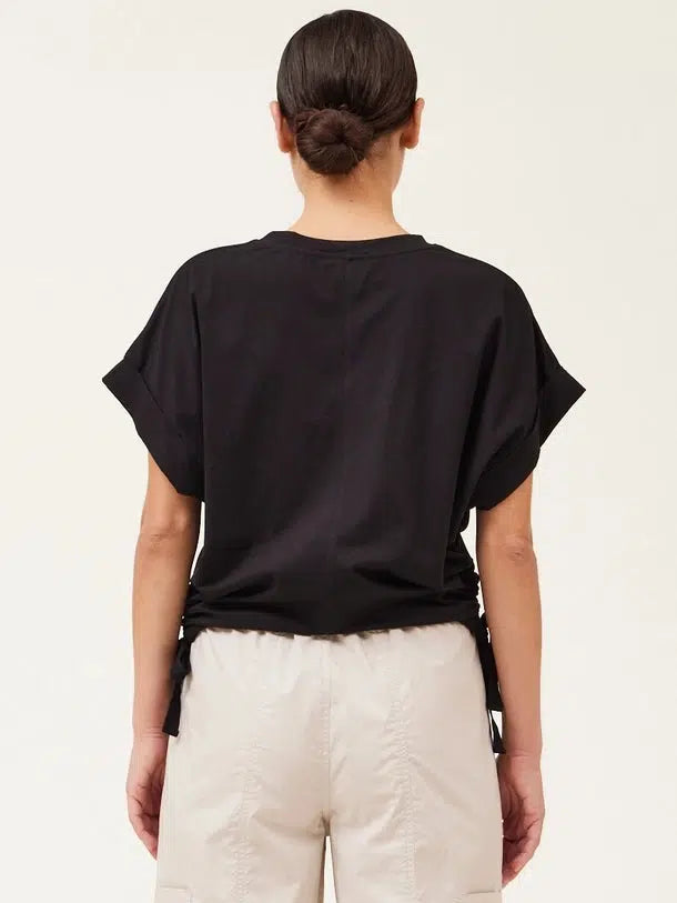 Grade & Gather - Side Scrunch Tee - Black-Grade & Gather-treehaus