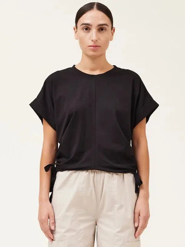 Grade & Gather - Side Scrunch Tee - Black-Grade & Gather-treehaus