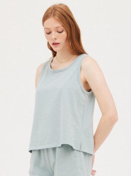 Grade & Gather - Side Slit Tank - Bluebell-Grade & Gather-treehaus