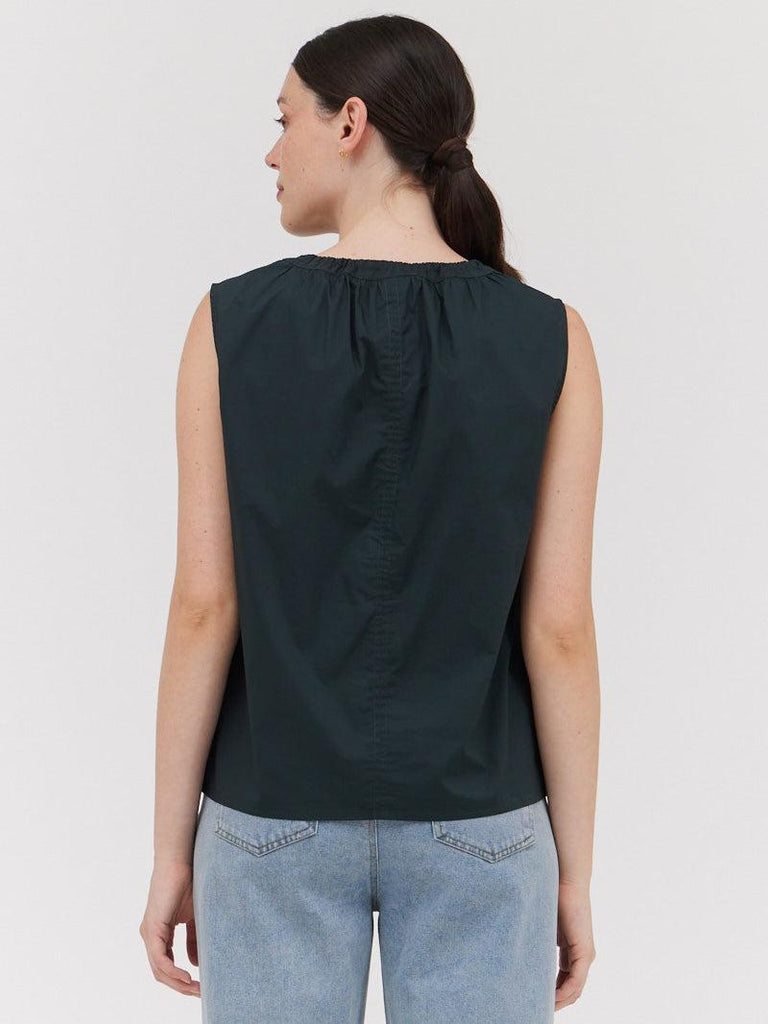 Grade & Gather - Sleeveless Cotton Top - Deep Sea-Grade & Gather-treehaus