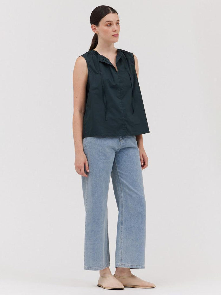 Grade & Gather - Sleeveless Cotton Top - Deep Sea-Grade & Gather-treehaus