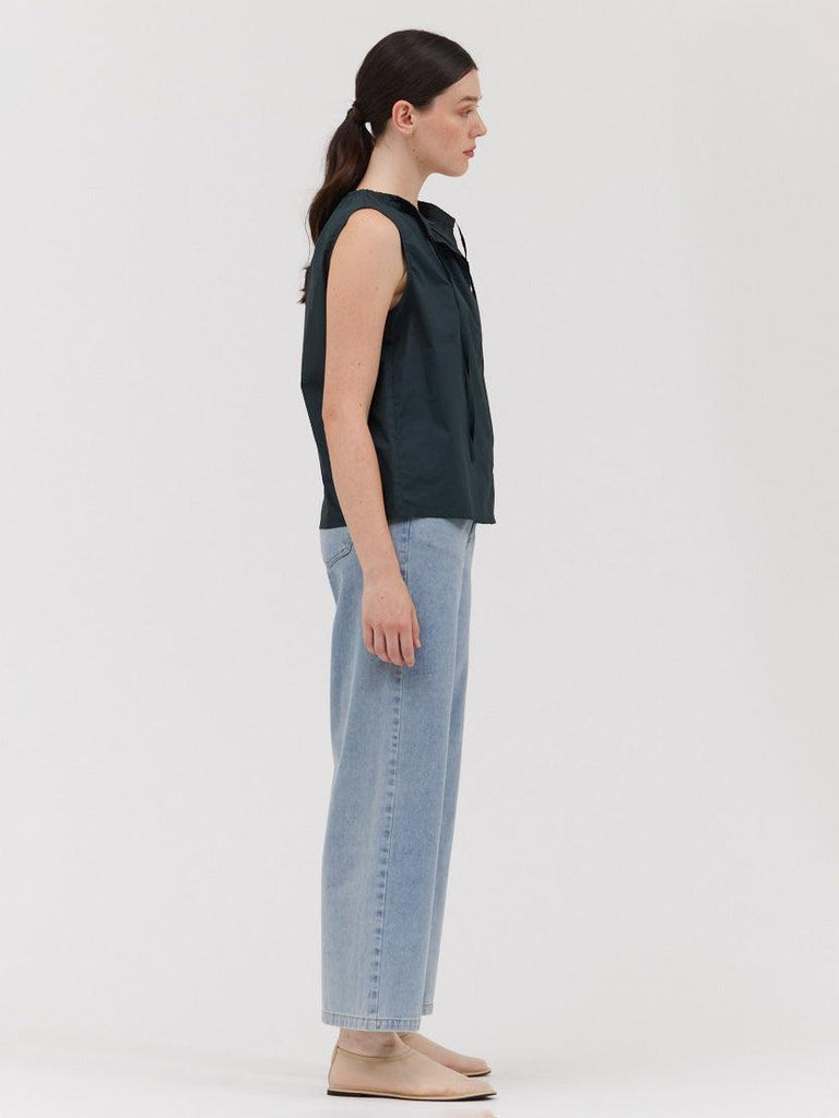 Grade & Gather - Sleeveless Cotton Top - Deep Sea-Grade & Gather-treehaus