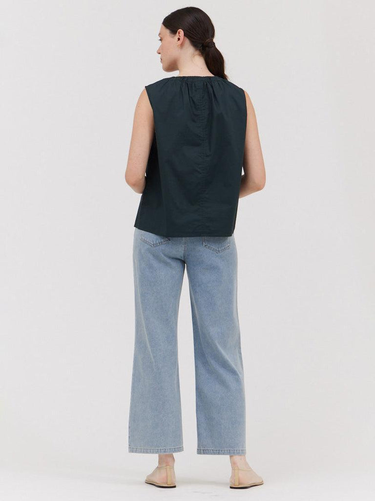 Grade & Gather - Sleeveless Cotton Top - Deep Sea-Grade & Gather-treehaus