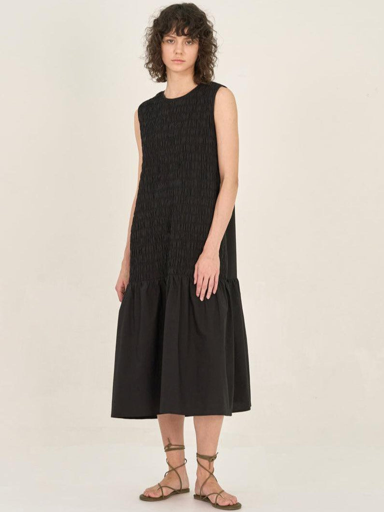 Grade & Gather - Smocked Bodice Low Waist Dress - Black-Grade & Gather-treehaus