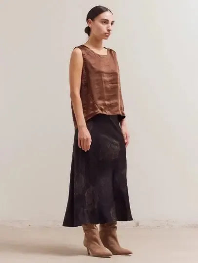 Grade & Gather - Thick Satin Top - Dark Chocolate-Grade & Gather-treehaus