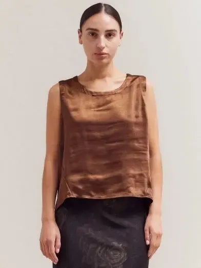 Grade & Gather - Thick Satin Top - Dark Chocolate-Grade & Gather-treehaus