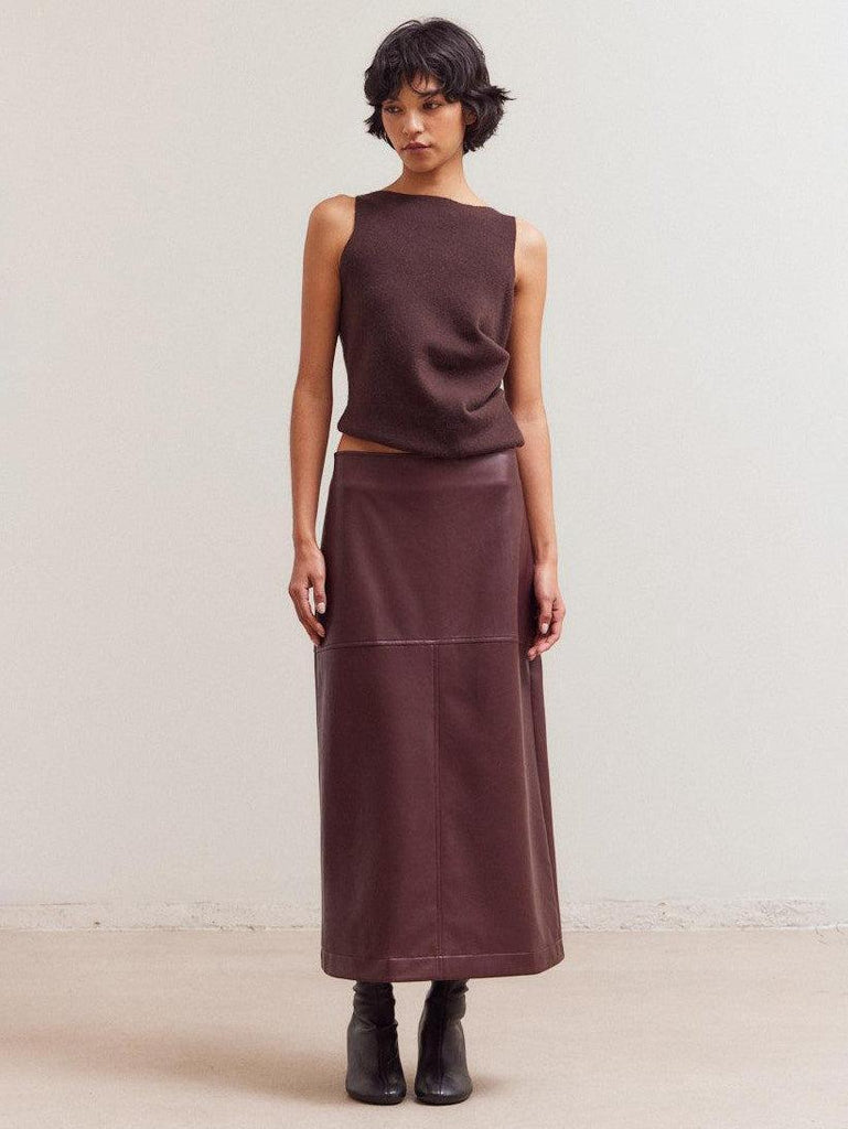 Grade & Gather - Unbalanced Side Shirred Knit Top – Chocolate-Grade & Gather-treehaus
