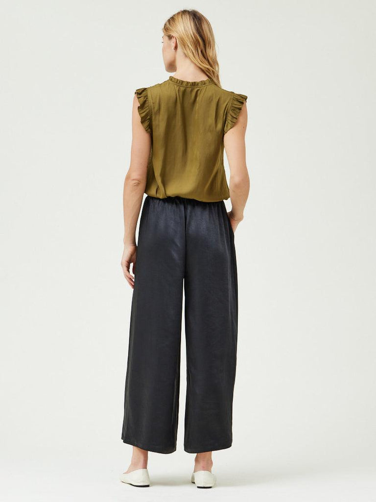 Grade & Gather - Wide Leg Satin Pants - Black-Grade & Gather-treehaus