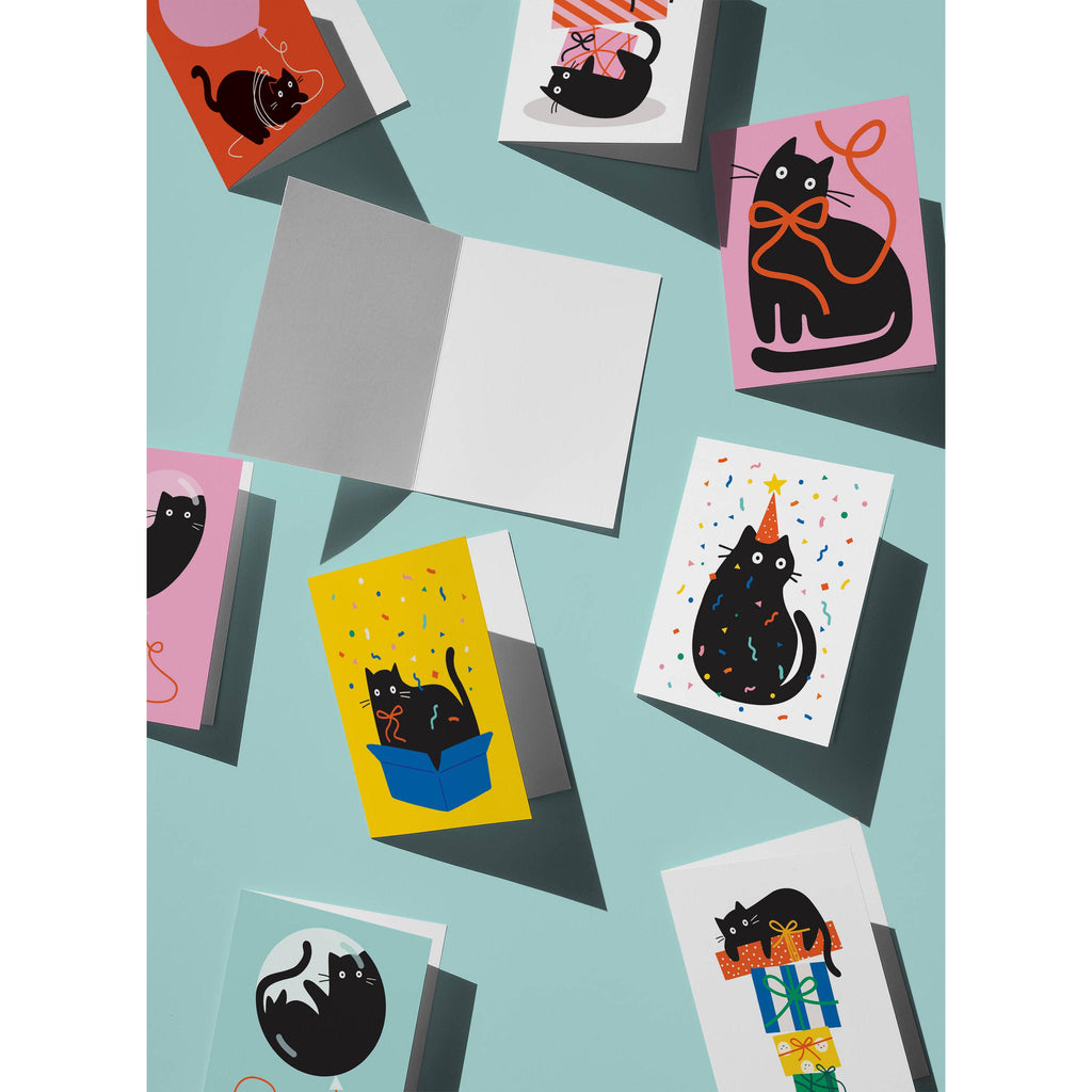 Graphic Factory - Cat and Heart Balloon Celebration Card-Graphic Factory-treehaus