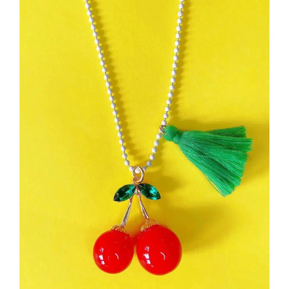 Gunner & Lux - Rhinestone Cherries Necklace-Gunner & Lux-treehaus