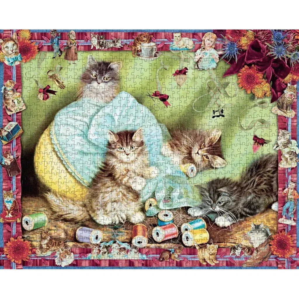 Hachette - Cynthia Hart's Victoriana Cats - Sewing With Kittens - 1,000 Piece Puzzle-Hachette-treehaus