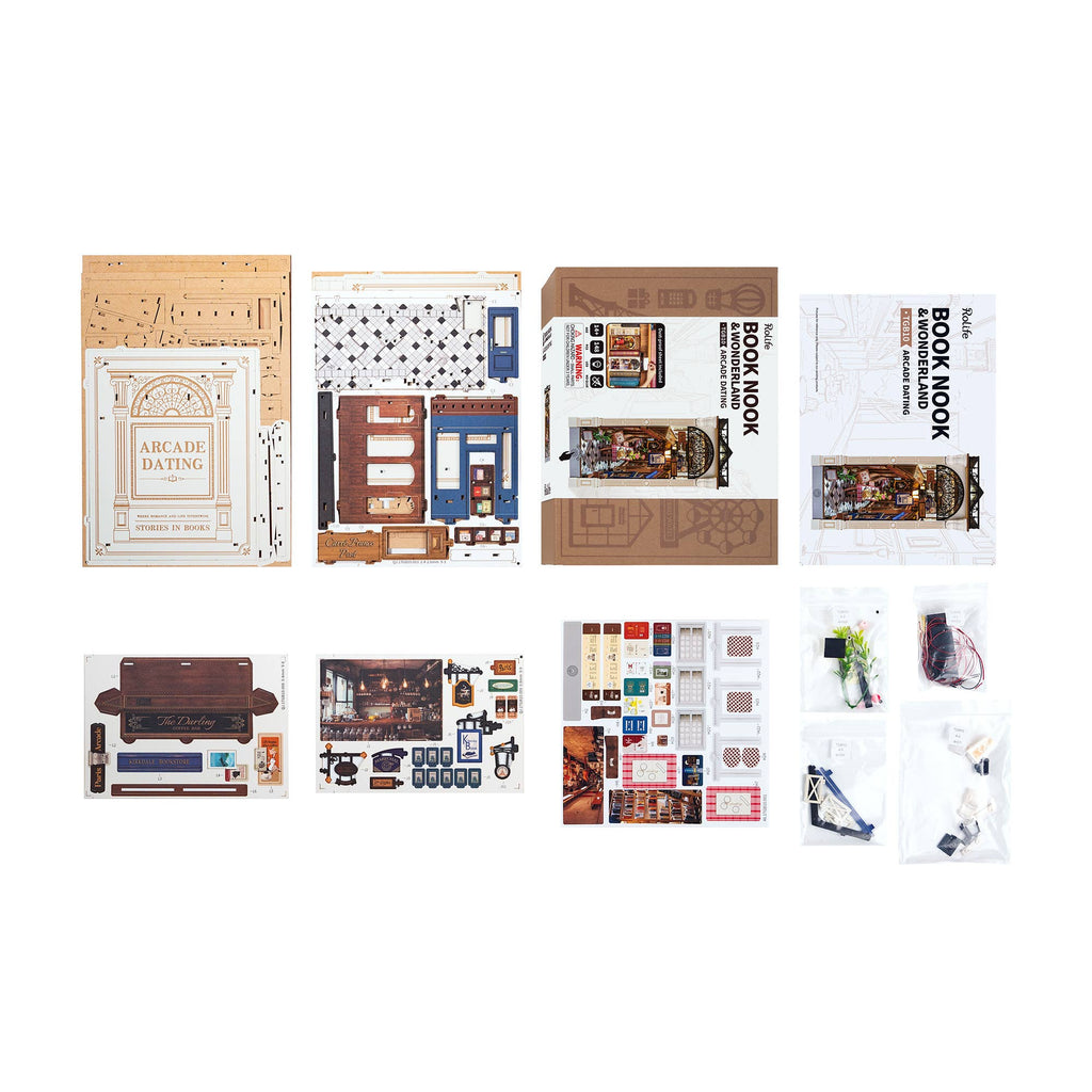 Hands Craft - DIY Book Nook Kit - Paris Arcade Date with Dust Cover-Hands Craft-treehaus
