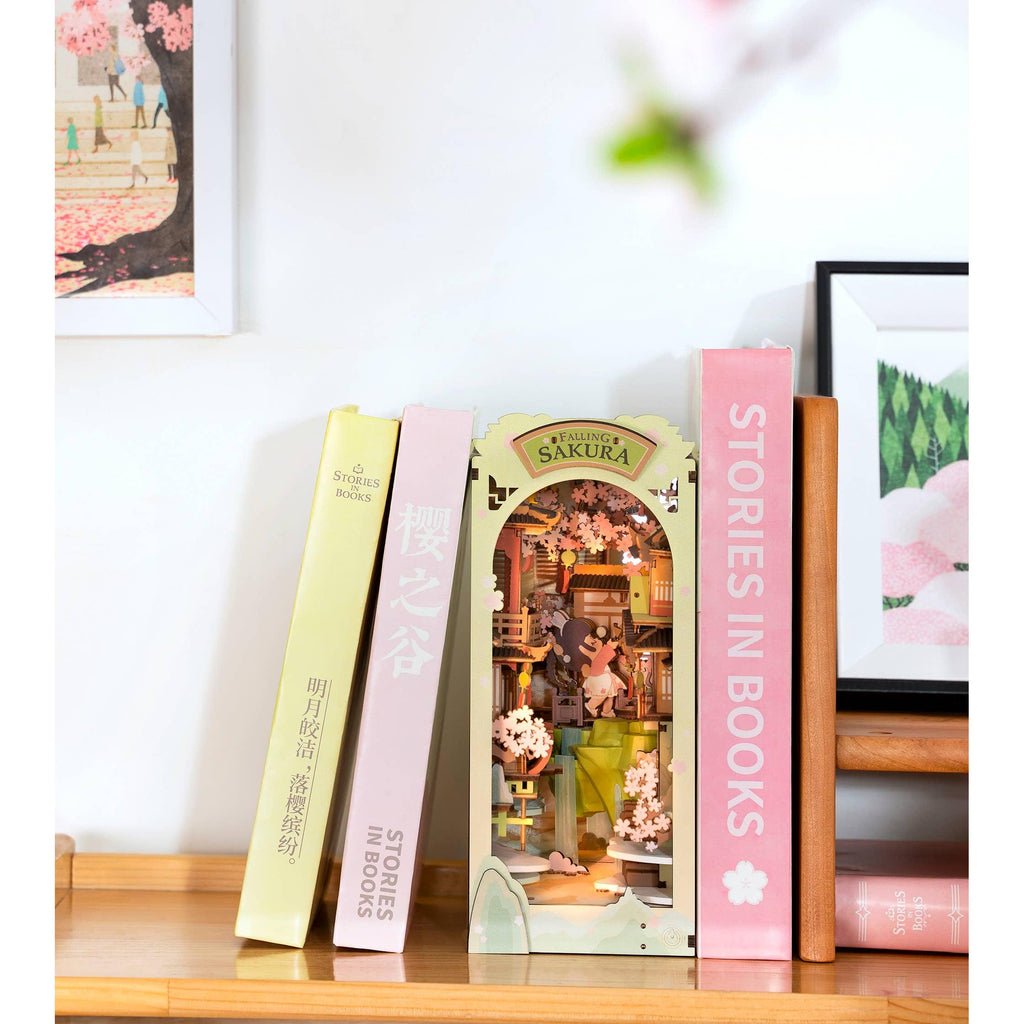 Hands Craft - DIY Miniature House Book Nook Kit - Falling Sakura-Hands Craft-treehaus
