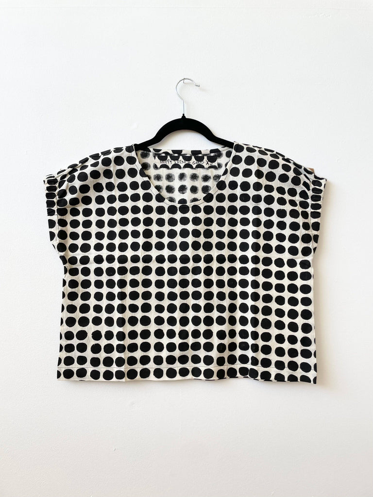 Happy French Gang - Zélia Big Dots Top - Black-Happy French Gang-treehaus