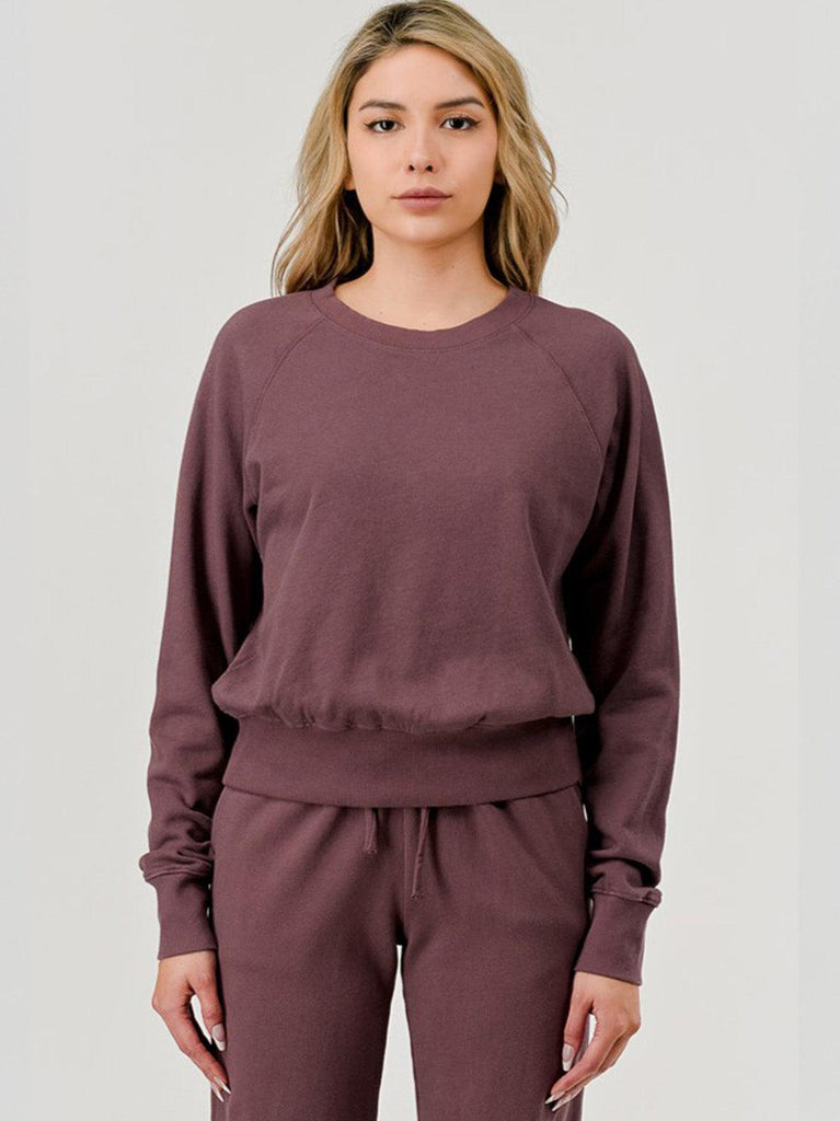 Hashttag - French Terry Crewneck Top - Raisin-Hashttag-treehaus