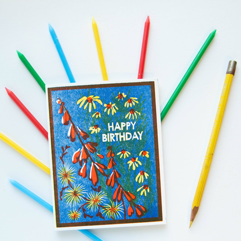 Heartell Press - Happy Birthday Wildflowers Letterpress Card-Heartell Press-treehaus