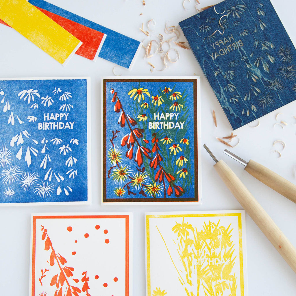 Heartell Press - Happy Birthday Wildflowers Letterpress Card-Heartell Press-treehaus