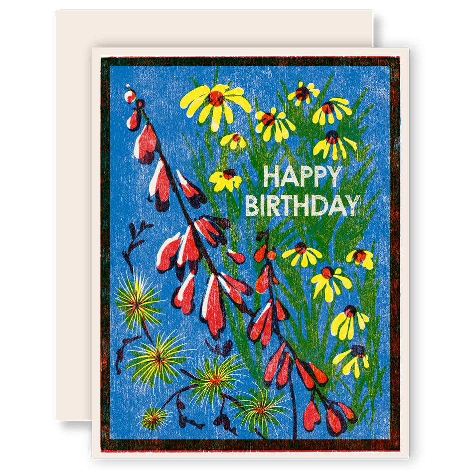 Heartell Press - Happy Birthday Wildflowers Letterpress Card-Heartell Press-treehaus