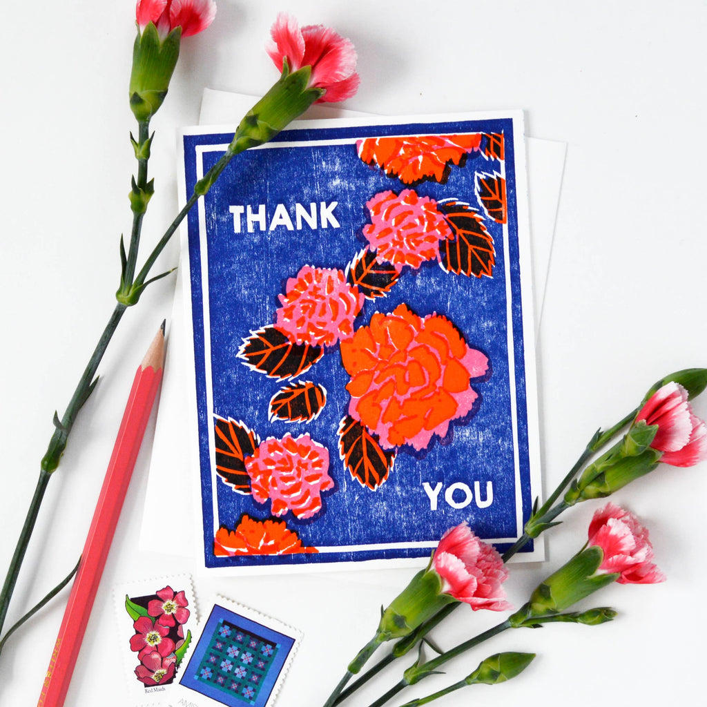 Heartell Press - Red Peonies Thank You Card -Boxed Set of 6-Heartell Press-treehaus