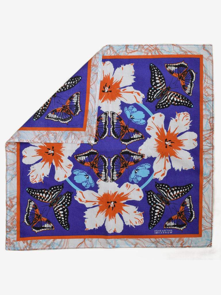 Hearth and Harrow - Butterfly Bandana - Indigo-Hearth and Harrow-treehaus