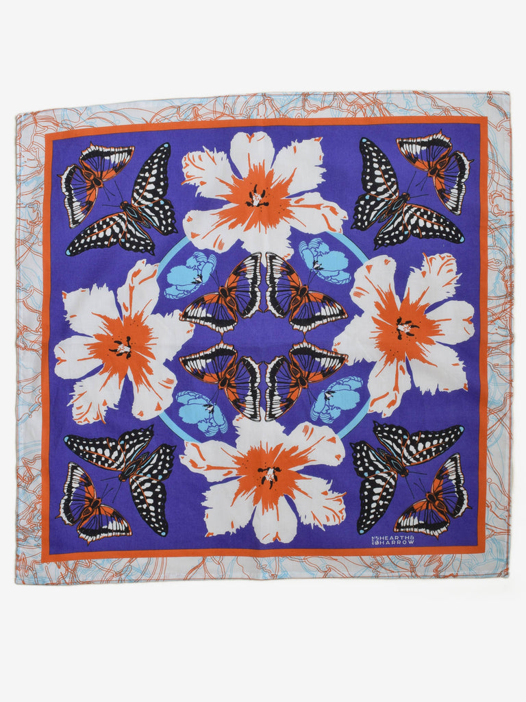 Hearth and Harrow - Butterfly Bandana - Indigo-Hearth and Harrow-treehaus