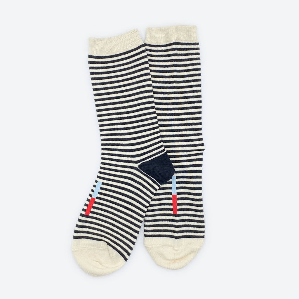 Hooray Sock Co. - Cole Socks - Black/Cream Stripe-Hooray Sock Co.-treehaus
